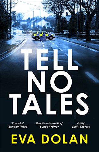Book cover: "Tell No Tales" with a police car on a wet street.