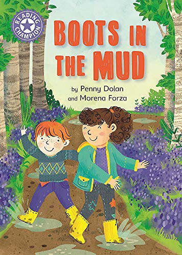 Book cover: two children in boots walking on a muddy path.