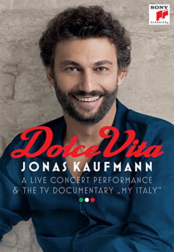 Blu-ray cover featuring Jonas Kaufmann, a smiling tenor in a blue shirt.