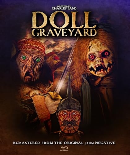 Blu-ray cover for horror film “Doll Graveyard” featuring unsettling dolls.