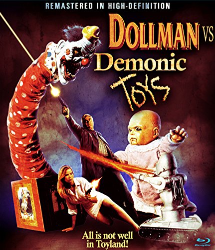 Dollman Vs Demonic Toys" Blu-ray cover featuring a clown, robot, and people.