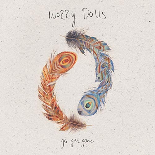 CD cover for Worry Dolls’ “Go Get Gone” featuring colorful feathers.
