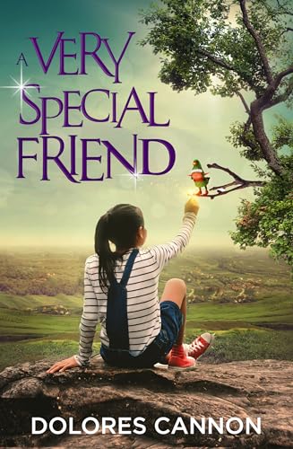 Book cover: girl reaching for a colorful parrot in a landscape.