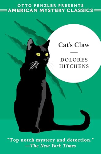 Book cover: black cat, white circle with title "Cat's Claw" by Dolores Hitchens.