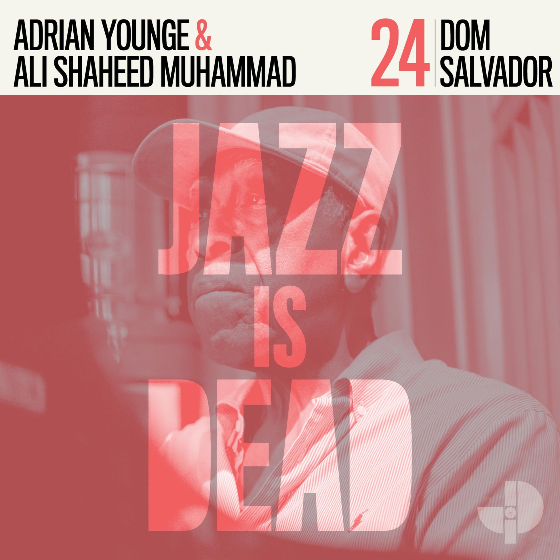 Red album cover featuring a portrait and bold text: "Jazz Is Dead".