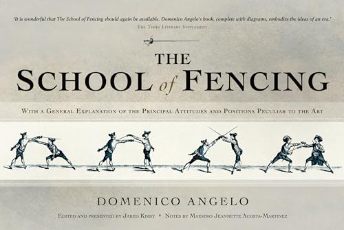 Book cover for The School of Fencing featuring historical illustrations of men fencing.