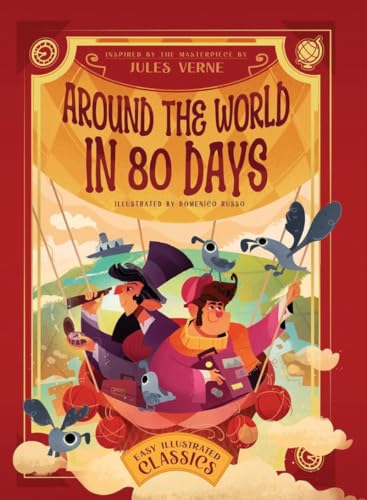 Book cover with illustrated characters in a hot air balloon.