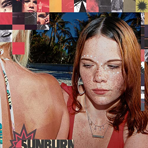 Dominic Fike’s “Sunburn” CD cover: collage with a woman’s portrait.
