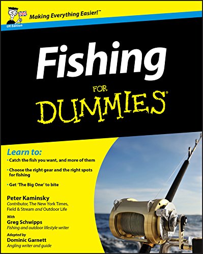 Book cover: "Fishing For Dummies (UK Edition)" with fishing reel image.