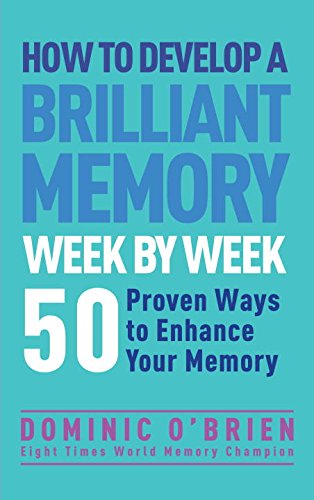 "Book cover with blue and white text on a teal background, titled 'How to Develop a Brilliant Memory'."
