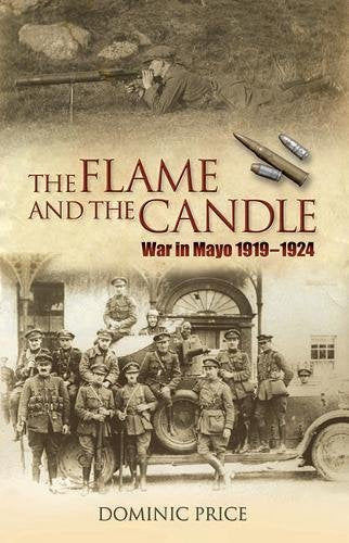 Book cover depicting soldiers and wartime scenes, titled "The Flame and the Candle.