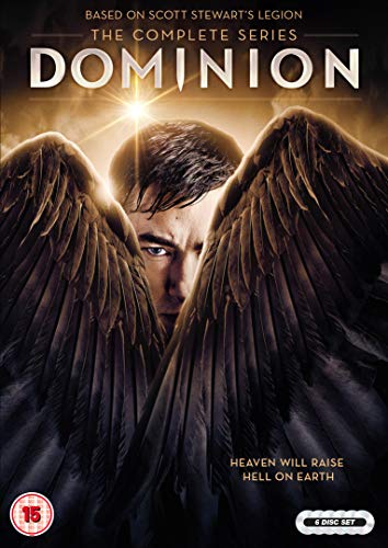 DVD cover for "Dominion - The Complete Series" featuring a man with large angel wings.