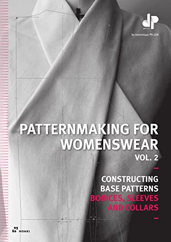Book cover: "Patternmaking for Womenswear Vol. 2" with garment drafting illustration.