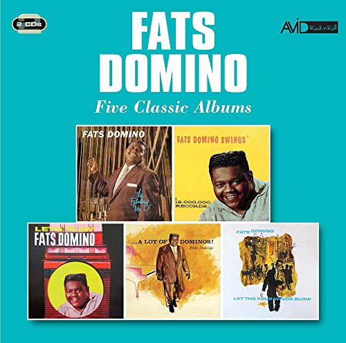 Fats Domino CD cover featuring five album covers and artist portraits.