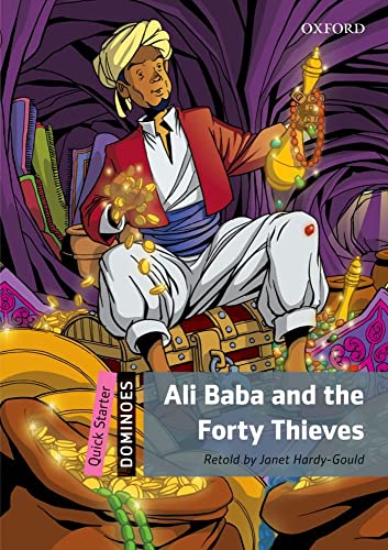 Illustration of Ali Baba seated amongst treasure in a cave.