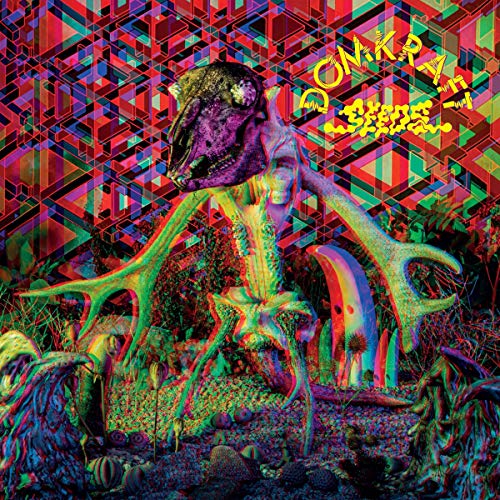 Psychedelic album cover featuring a deer skull and vibrant, distorted foliage.