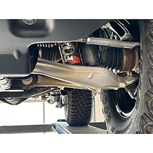 Ford Bronco undercarriage showing suspension and tire modifications.