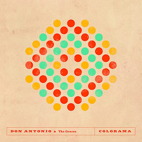 CD cover with a textured background and colorful polka dot pattern.