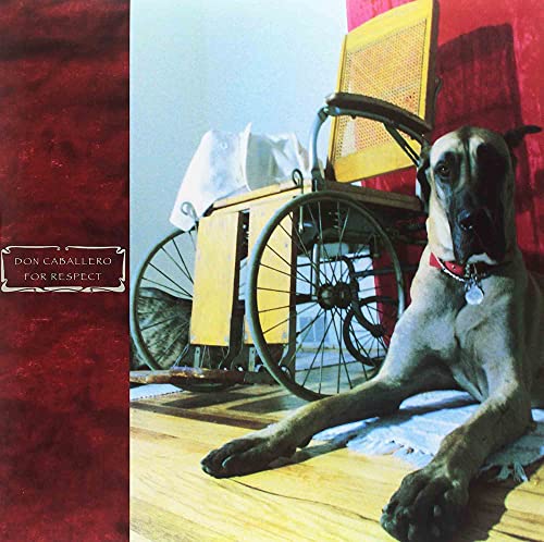 Album cover: a Great Dane lying near a vintage wheelchair.