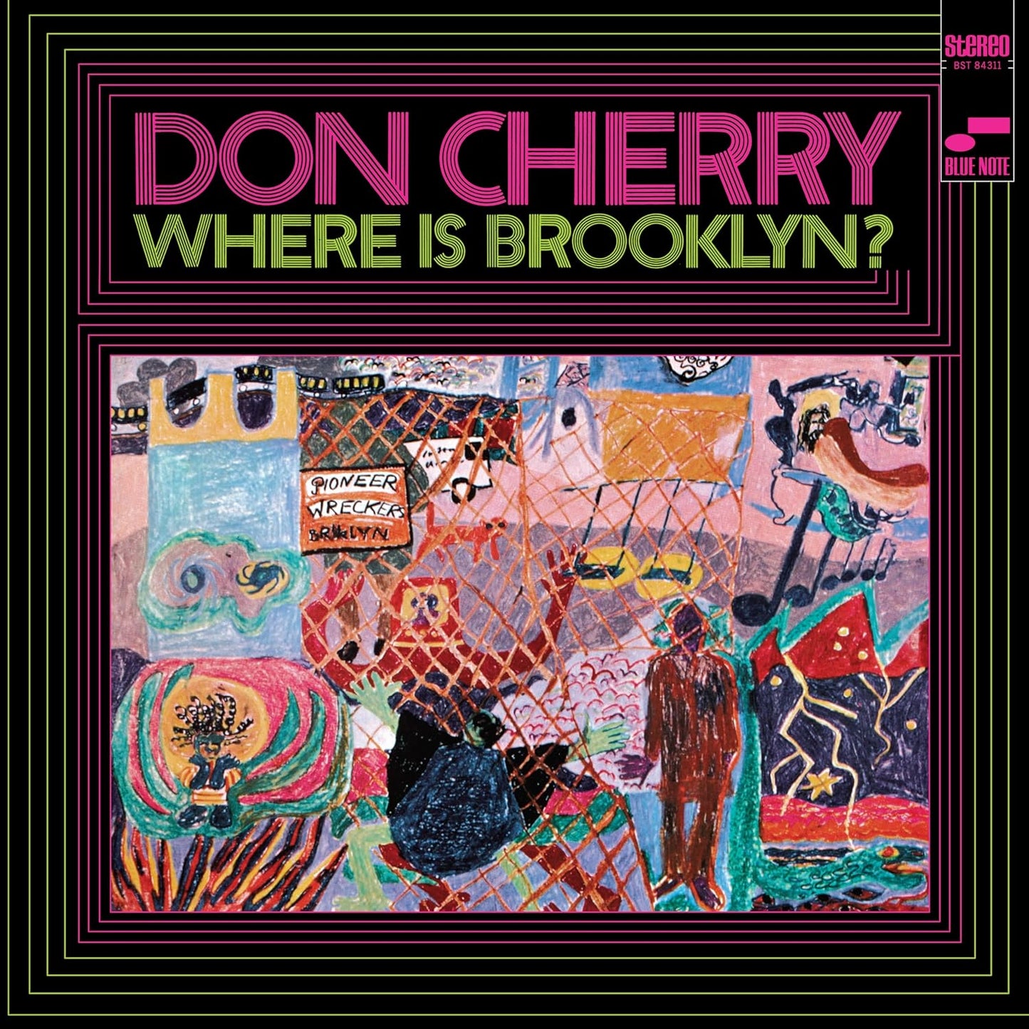 Don Cherry album cover, “Where Is Brooklyn?”, abstract colorful artwork.