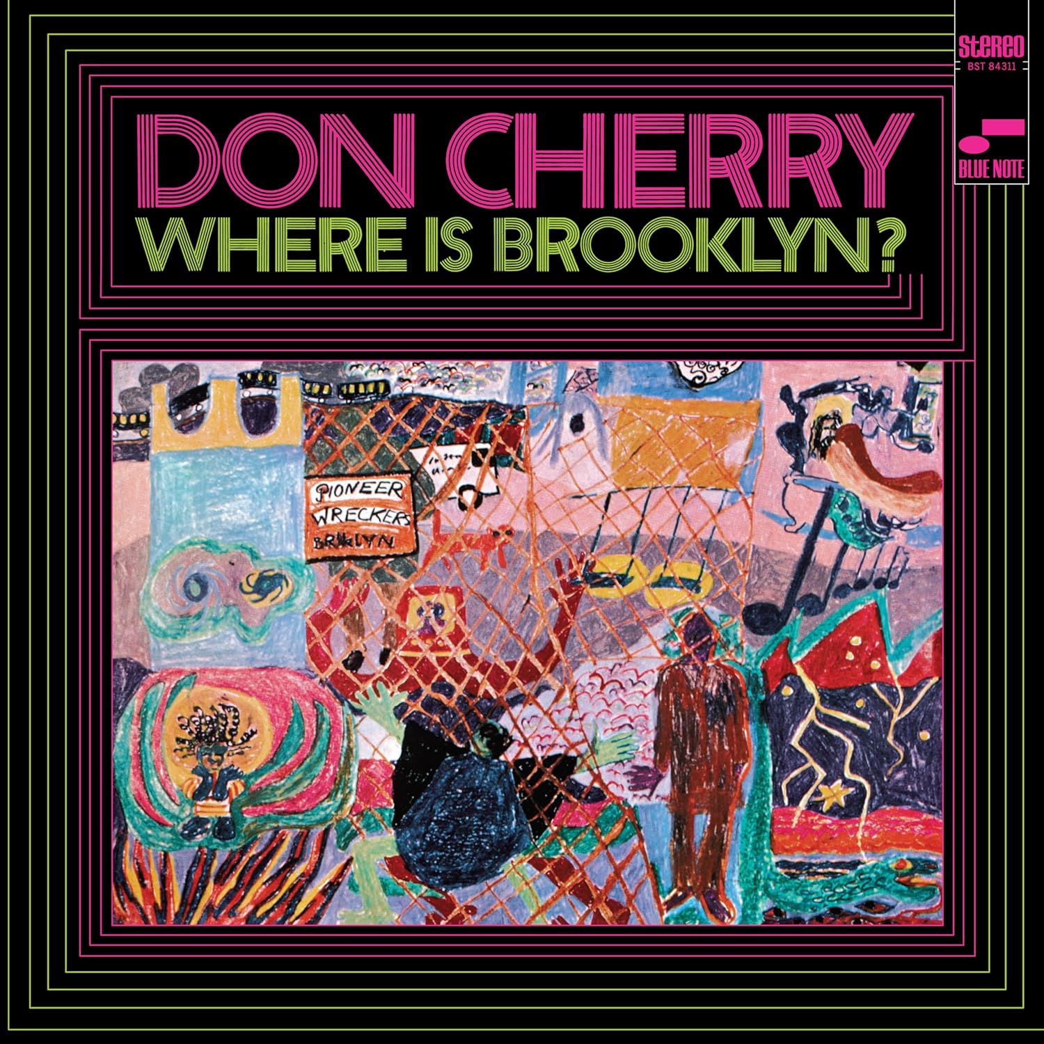 Don Cherry album cover, “Where Is Brooklyn?”, abstract colorful artwork.