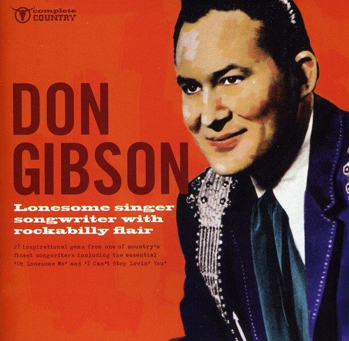 "CD cover featuring Don Gibson, a man in a dark suit, against a red background."
