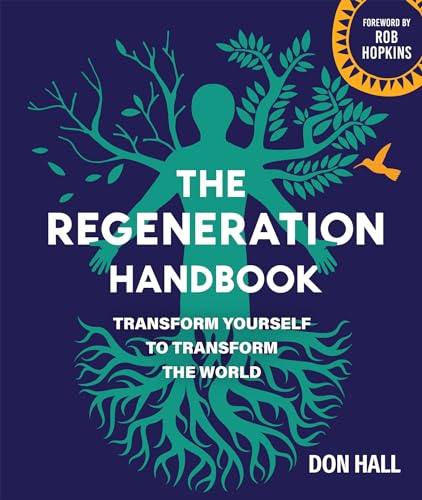 Book cover: “The Regeneration Handbook” with tree and human silhouette.