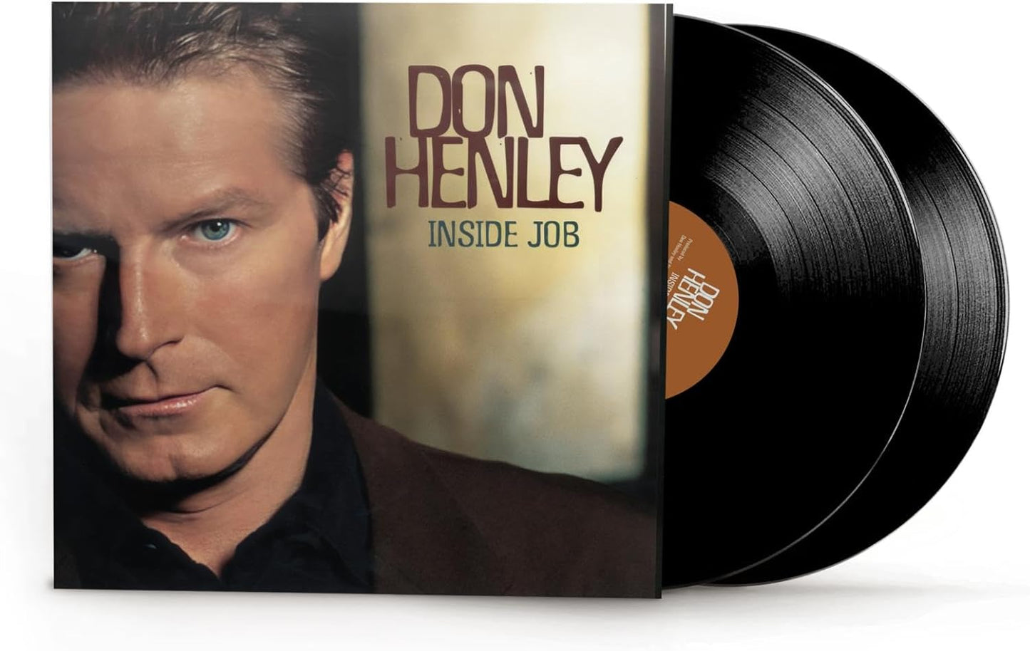 Don Henley Inside Job vinyl record album cover with two black vinyl discs.