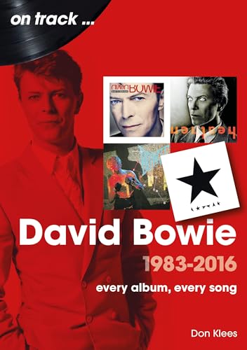 Book cover featuring David Bowie with album art collage, red background.