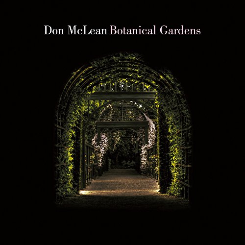 "Album cover with a garden archway surrounded by greenery and flowers on a black background."