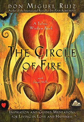 Book cover: “The Circle of Fire” with red floral and heart imagery.