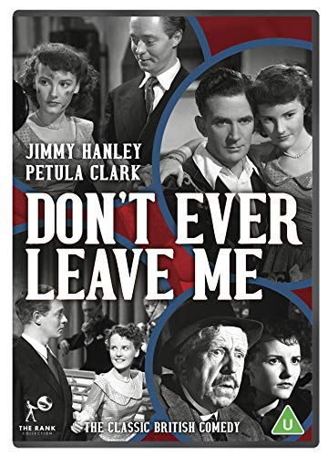 DVD cover for "Don't Ever Leave Me" featuring black-and-white images and red accents.