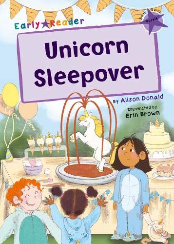 Book cover showing children in pajamas at a party with a unicorn cake topper.