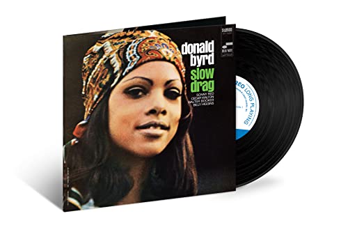 Vinyl record of Donald Byrd’s “Slow Drag” featuring a portrait of a woman.