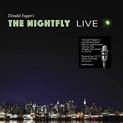 CD cover for Donald Fagen’s “The Nightfly: Live” with a city skyline.