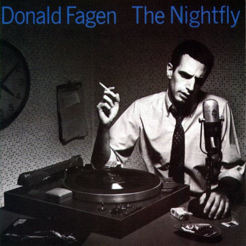 Black and white vinyl album cover with man smoking at a record player.