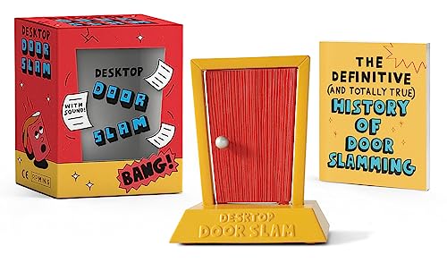 Red miniature door in a box, with text reading "Desktop Door Slam.
