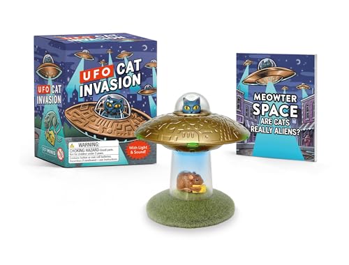 UFO Cat Invasion box and toy featuring a cat piloting a flying saucer.