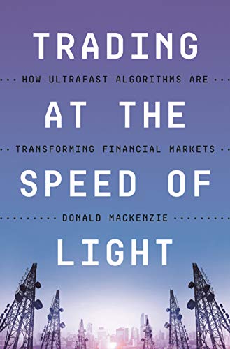 Book cover with white text and a cityscape with radio towers.