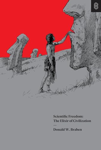 Sketch of a person near large stone heads, book title below.