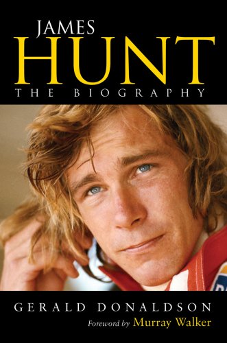 Book cover featuring portrait of racing driver James Hunt.