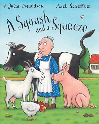 Book cover: old woman with farm animals in a field.