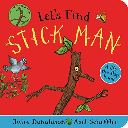 Red board book cover featuring Stick Man, a bird, and a butterfly.