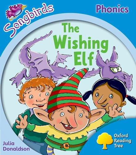Book cover: children, a dragon, and an elf with “The Wishing Elf” title.