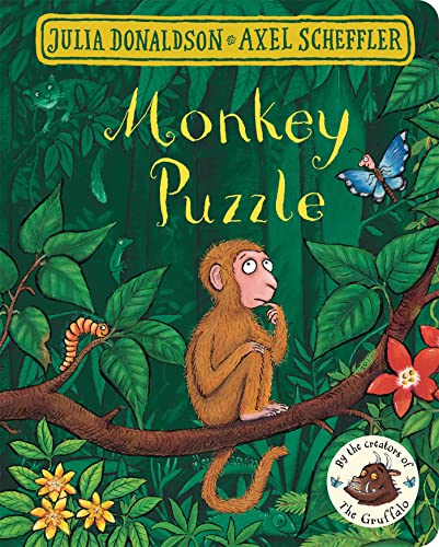 Book cover: a brown monkey sits on a branch in lush greenery.