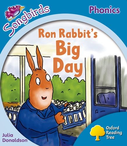 Book cover: cartoon rabbit with a shopping basket, "Ron Rabbit's Big Day".