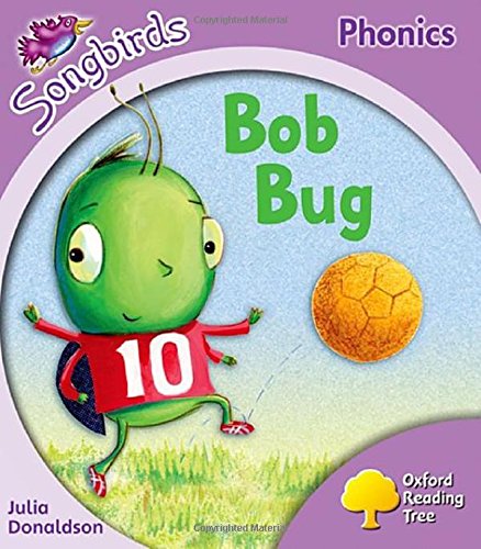 Book cover: green bug character, Bob Bug, playing with a ball.