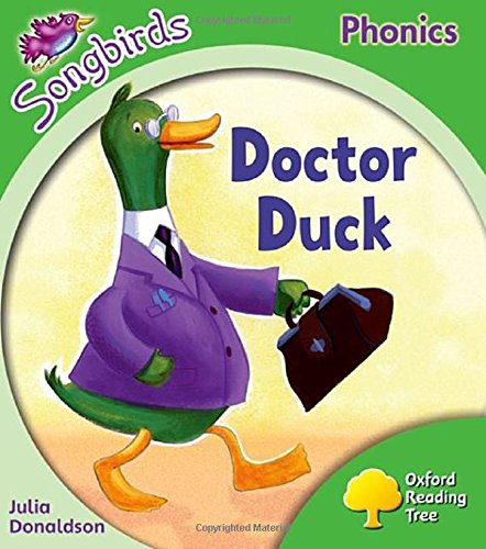 Book cover: Doctor Duck, a purple-coated duck with a briefcase.