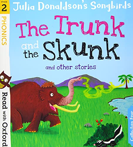 Book cover featuring a mammoth and a skunk in a field with title text.