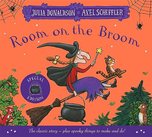 Room on the Broom" Halloween book cover with a witch on a broom.